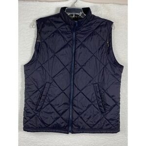 Barbour Finn Gilet Mens XL Navy Blue Quilted Full Zip Vest